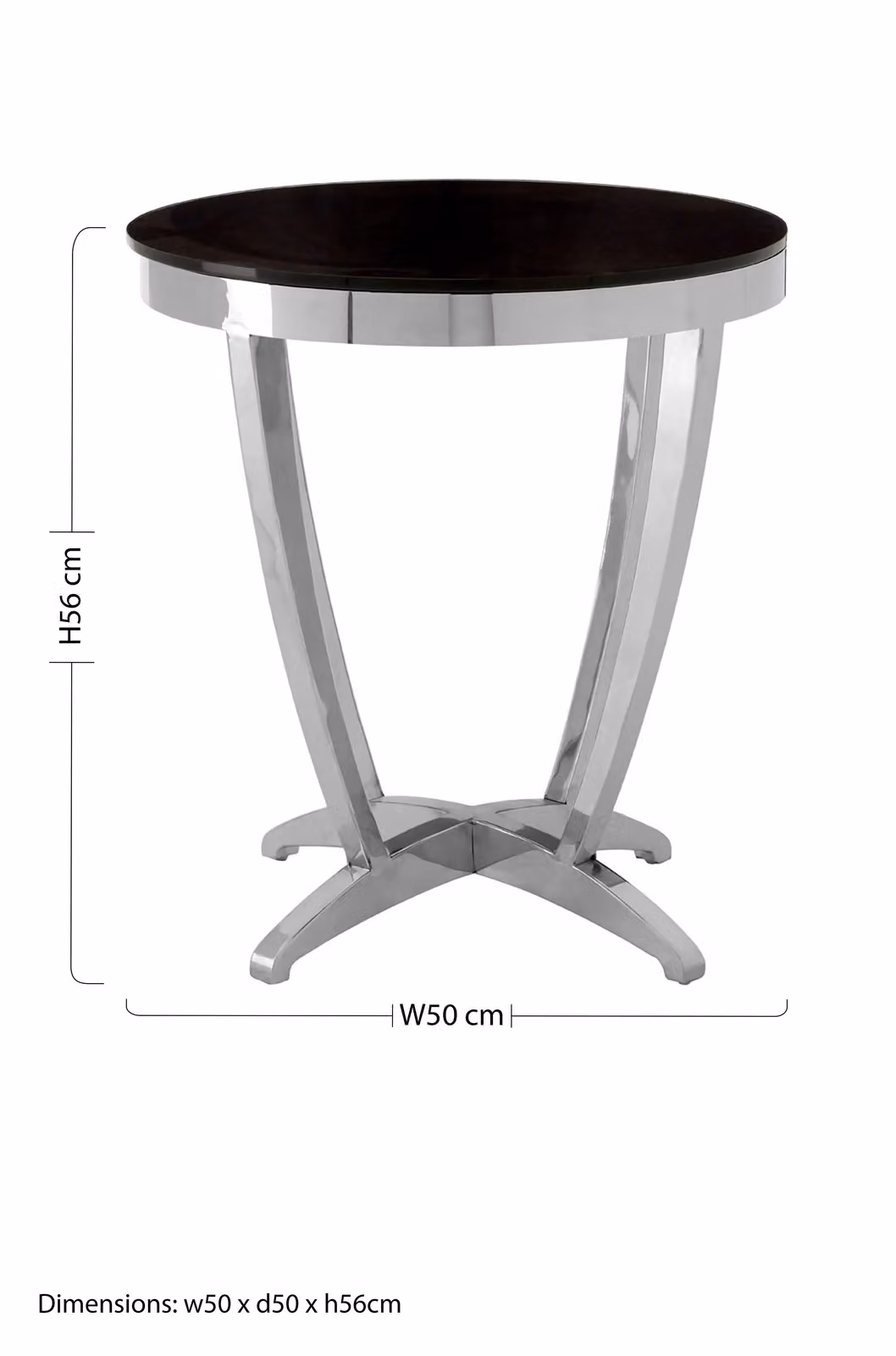 Orsina Modern Round Black Tempered Glass Side Table with Silver Metal Finish – 3