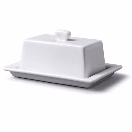 WM Bartleet & Sons Traditional Porcelain Butter Dish with Lid, White, W: 12.5 cm, D: 17.3 cm, H: 9 cm