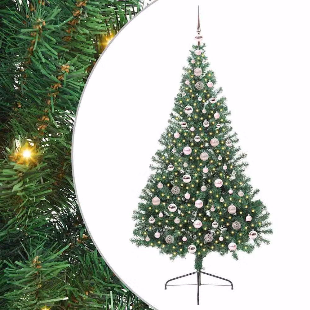 Berkfield Home Artificial Pre-lit Christmas Tree in Green, Height: 210 cm – 2