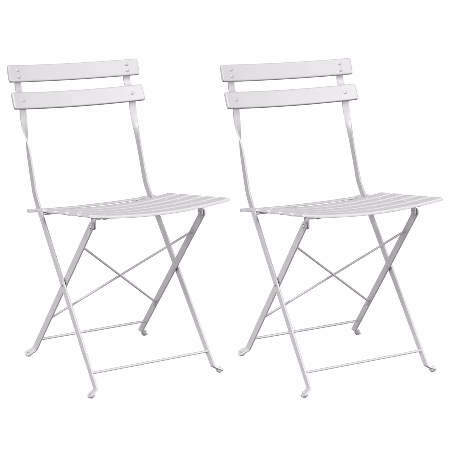 Berkfield Home White Metal Foldable Outdoor Patio Chairs – 2