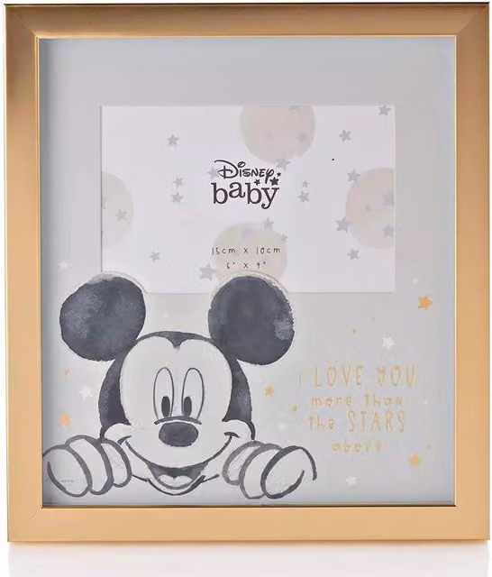 Disney Mickey Mouse I Love You To The Moon and Back Rectangular Single Photo Frame in Gold and Blue
