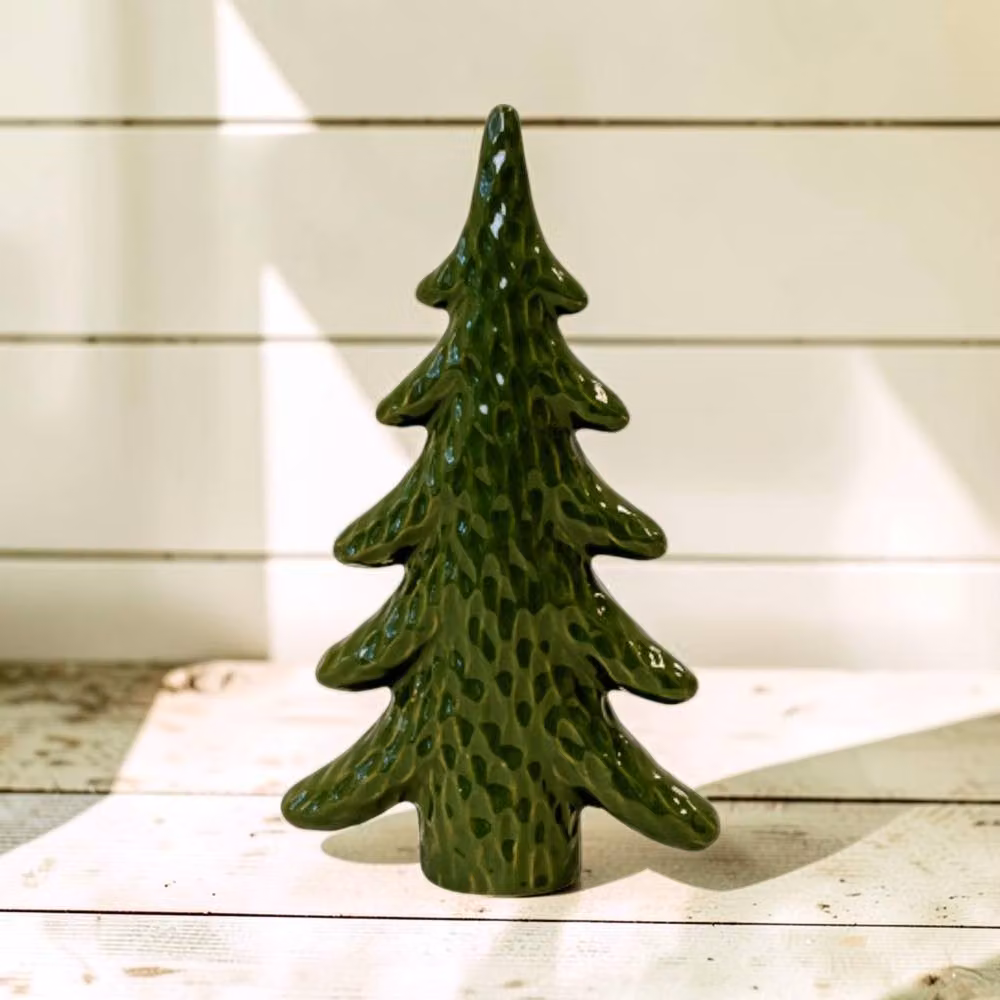 Four Candle Dimpled Green Ceramic Christmas Tree Ornament, Height: 22 cm – 2