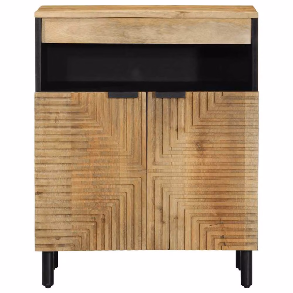 Berkfield Home Brown Mango Wood Modern Sideboard W: 60 cm, D: 33 cm, H: 75 cm – 2