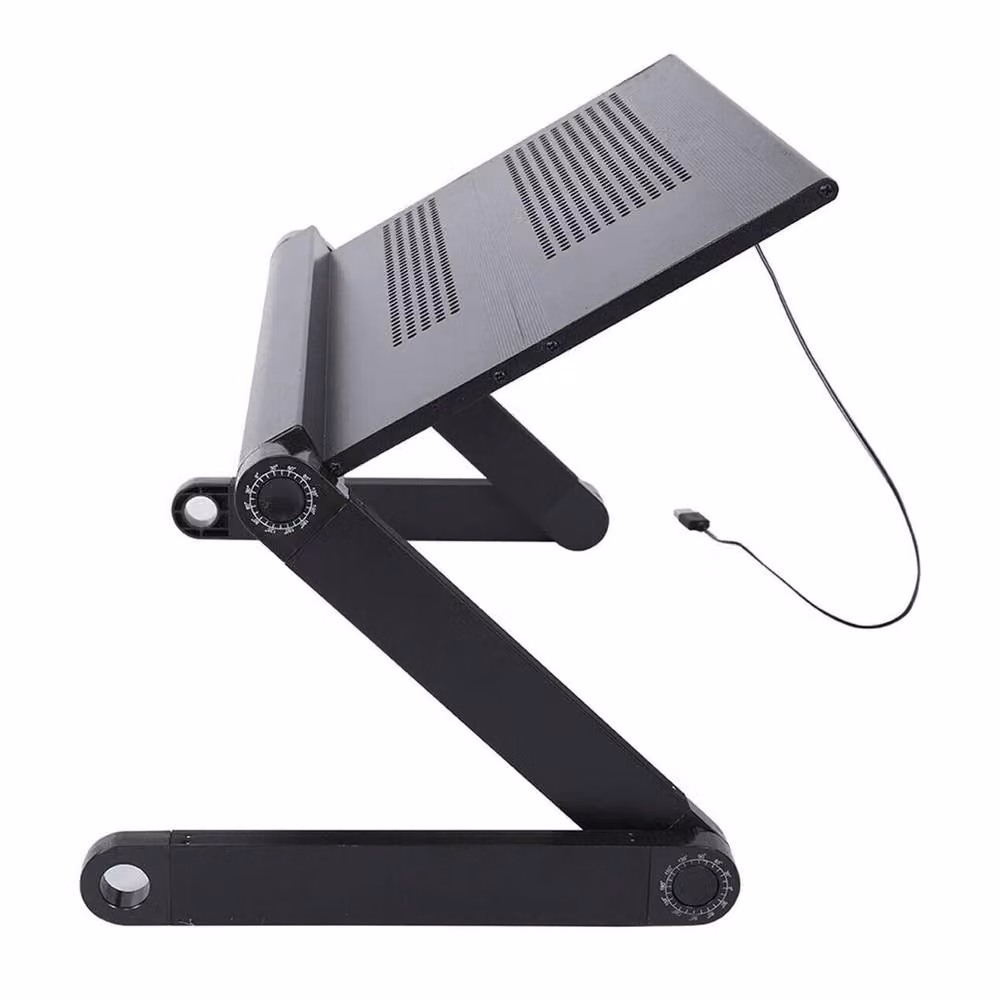 NESTLUNE Adjustable Folding Laptop Bed Desk with Built-in Cooling Fan in Black – 3
