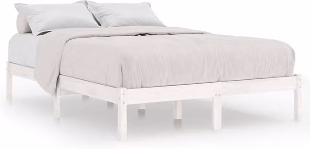 Berkfield Home White Solid Wood Pine Bed Frame W: 140 cm, D: 200 cm – 1
