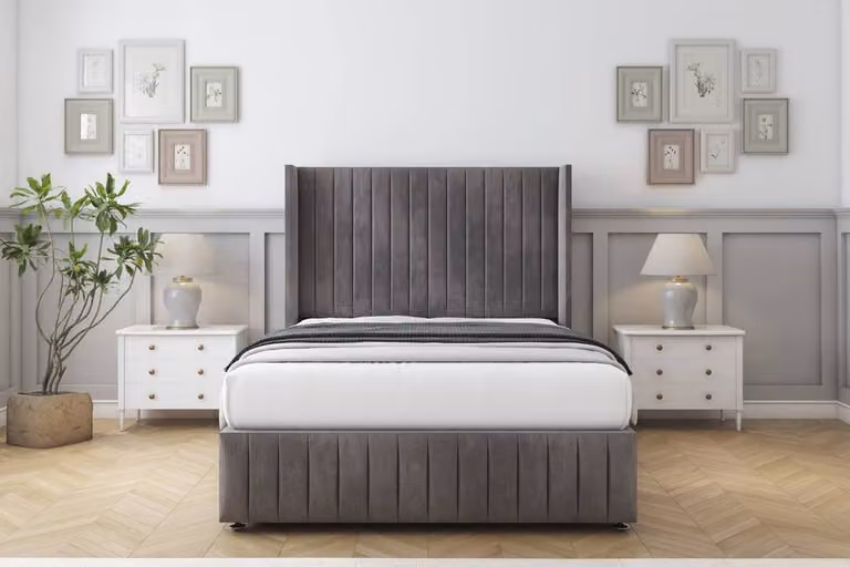 Sloomy Marlborough Naples Divan Set in Grey, Small Double, W/D/H: 120 x 200 cm