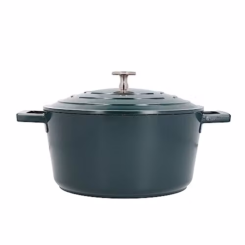 MasterClass Cast Aluminium Casserole Dish with Lid, Green, Diameter: 24 cm