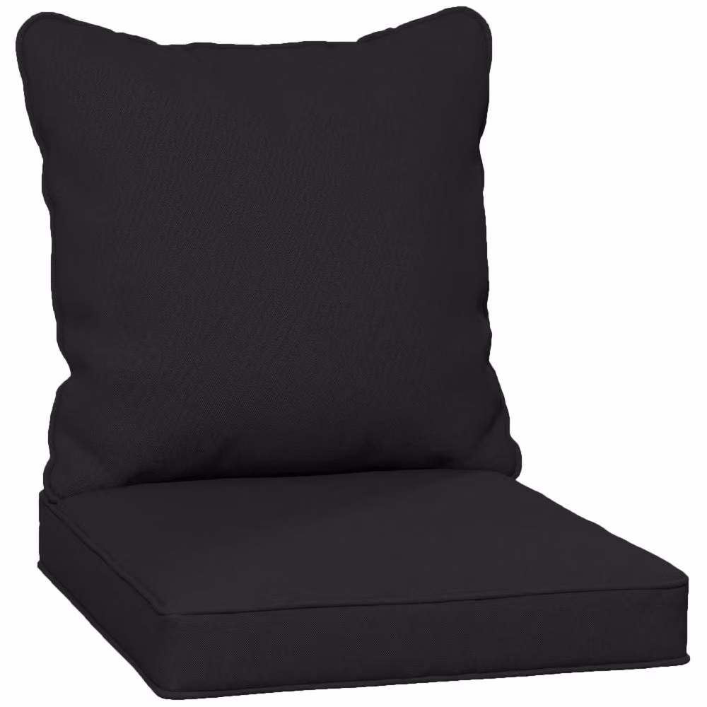 OUTSUNNY Garden Chair Cushion with Seat and Back Pad in Black – 2