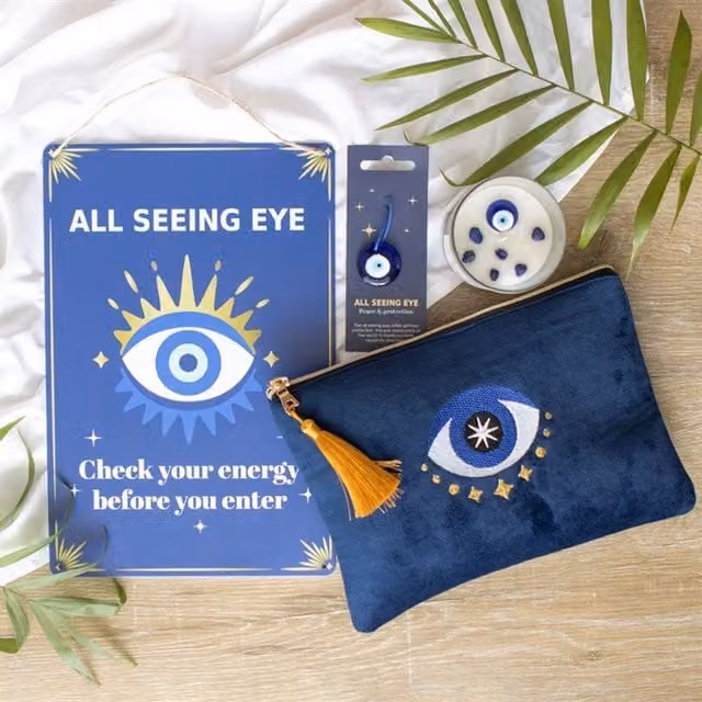 KDMK All Seeing Eye Metal Hanging Sign in Blue