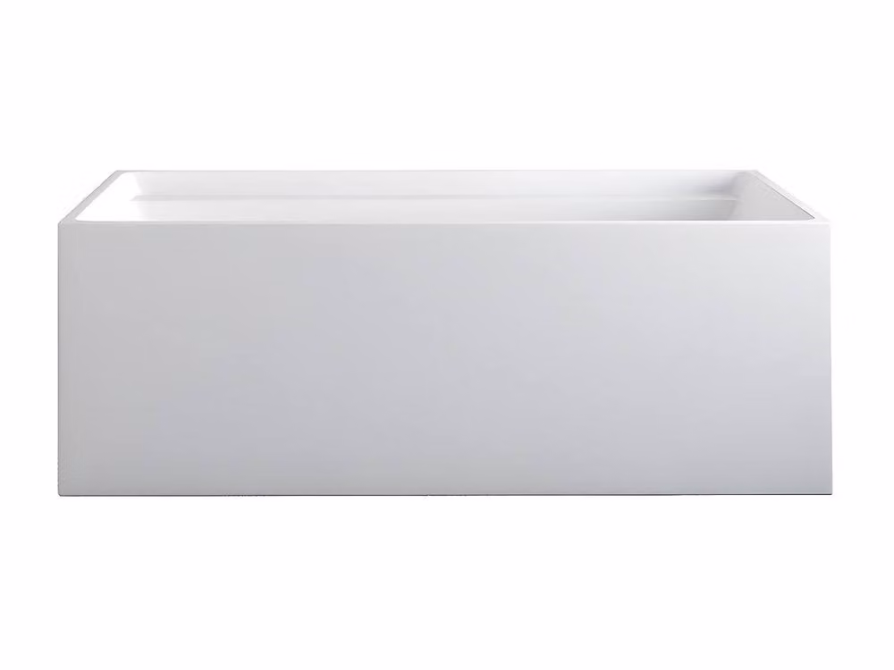 Vente-unique Freestanding Rectangular Acrylic Bathtub in White, W/D/H: 150 x 75 x 60 cm – 2