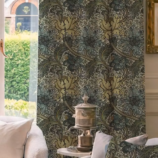 HOUSE Llewelyn-Bowen Morris Major Made To Measure Blackout Cotton Curtains in Ochrella Multicolour Floral Print