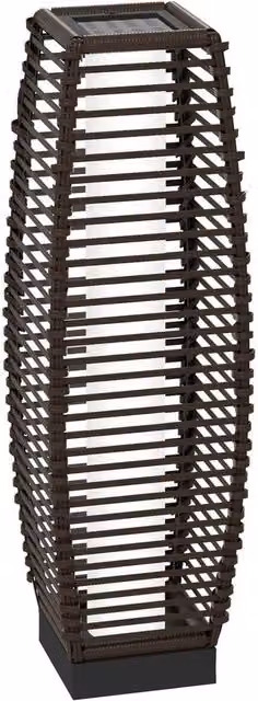 Kelvenix Brown Rattan Solar LED Floor Lamp with Warm White Light and Dusk Sensor