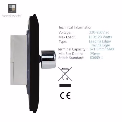 Trendi Modern LED Dimmer Switch, Matt Black – 4