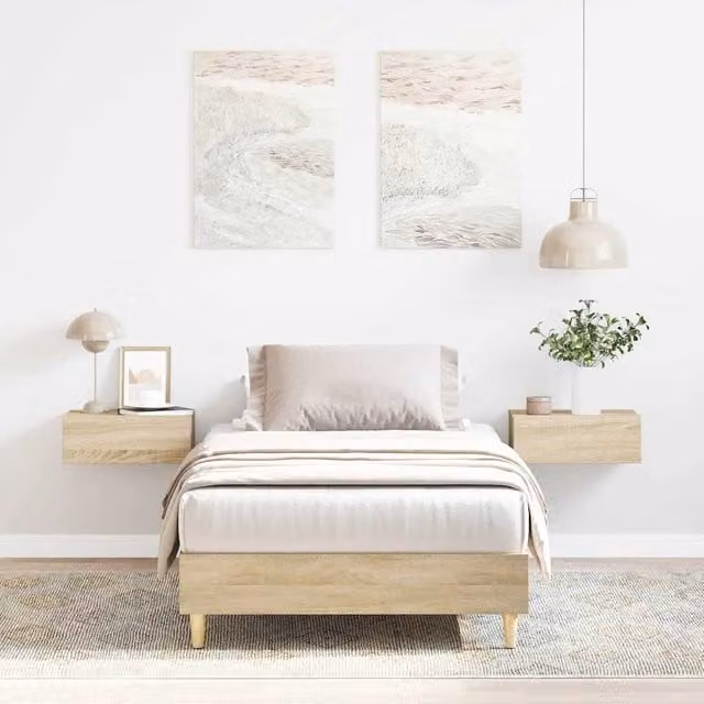 Berkfield Home Sonoma Oak Bed Frame in Brown, W/D/H: 90 x 200 cm