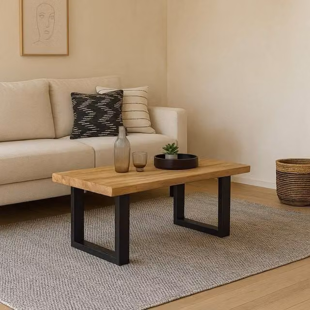 Wyld Haus London Mango Wood Coffee Table with Metal Legs in Brown