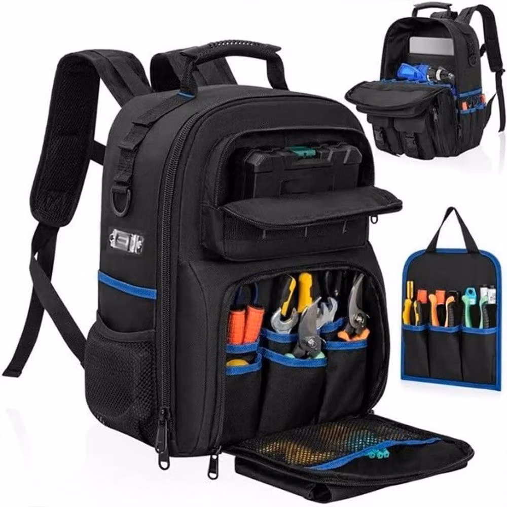 VOGREX Heavy Duty Electrician Organizer Tool Backpack in Black – 3