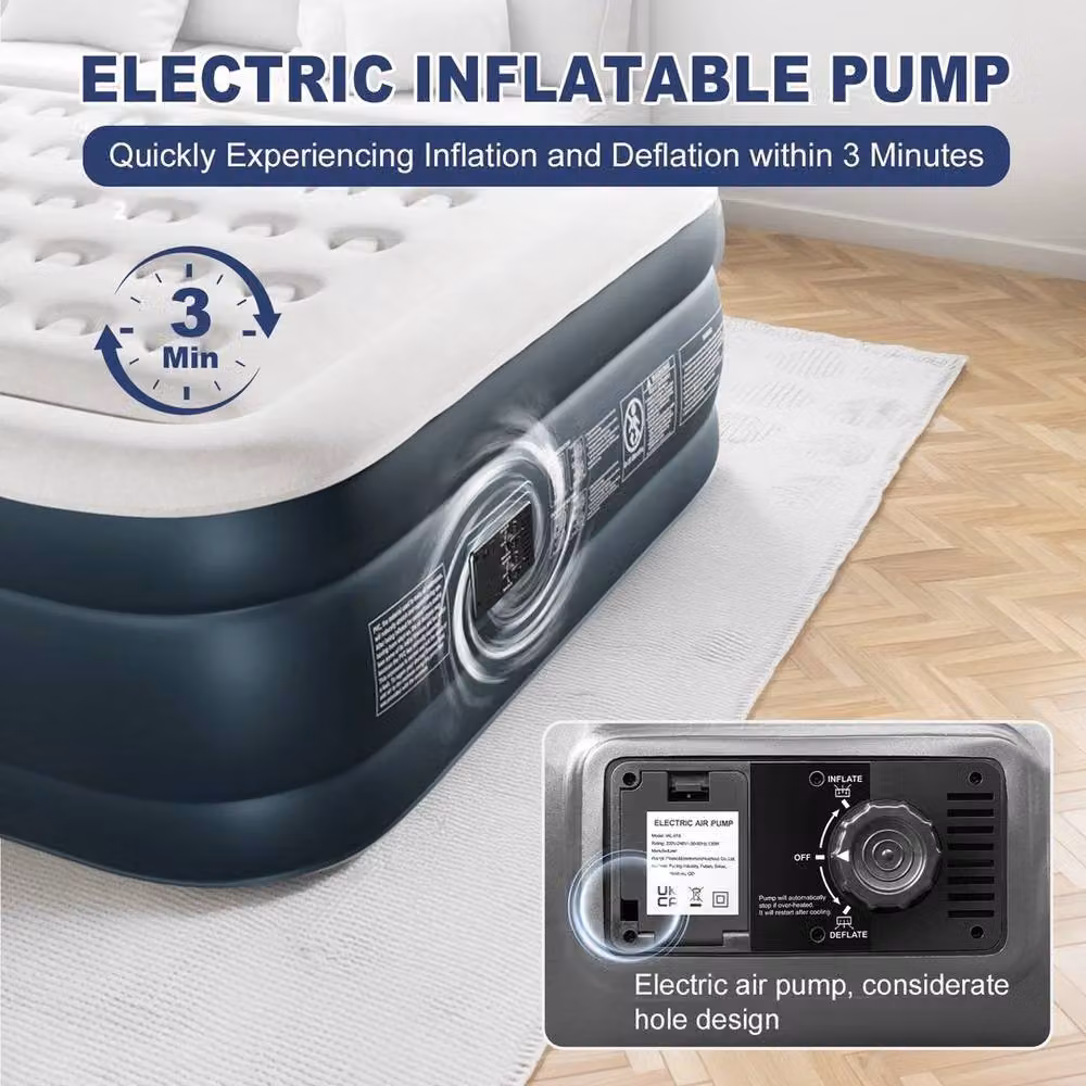 EONLION Double Size Inflatable Air Mattress in Blue, W/D/H: 140 x 200 x 45 cm – 4