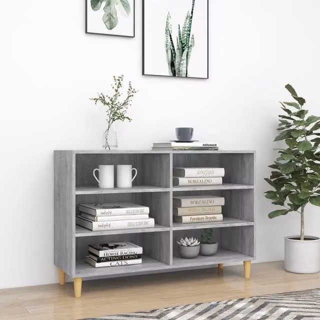 Berkfield Home Grey Sonoma Sideboard in Scandinavian Style, W/D/H: 103.5 x 35 x 70 cm