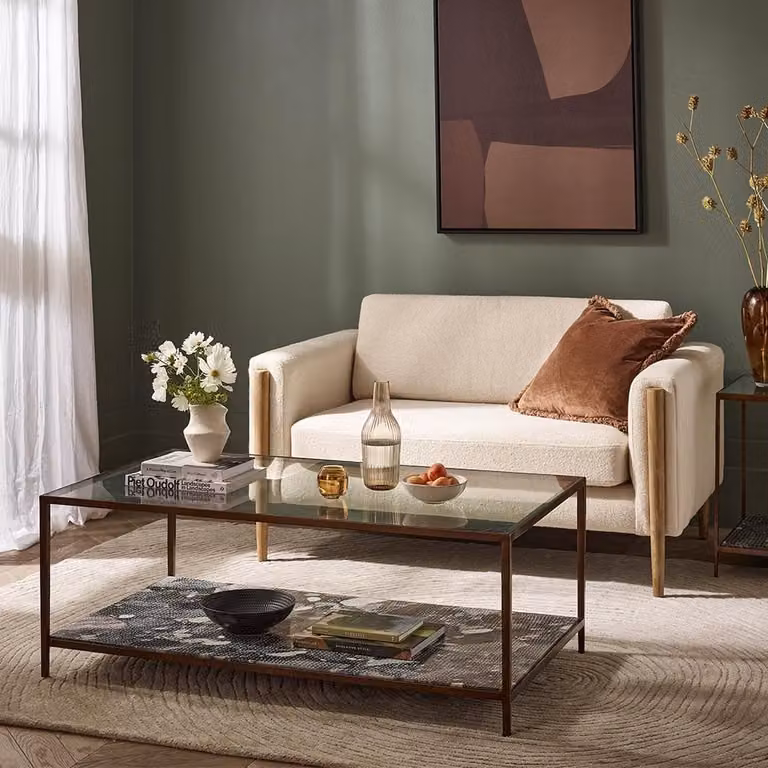 Atkin & Thyme Flint Granite Rectangular Marble Coffee Table in Multicolour