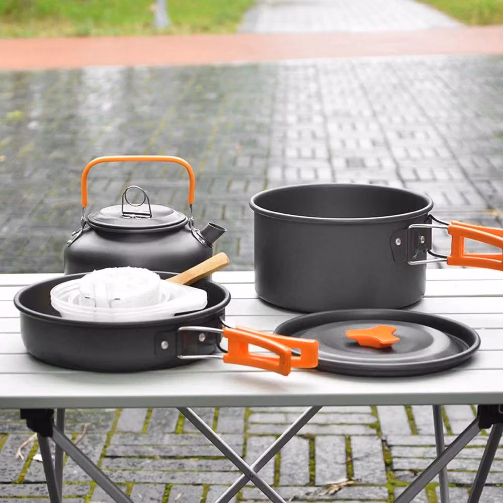 Kelvenix Non-Stick Aluminium Portable Camping Cookware Kit in Grey – 3