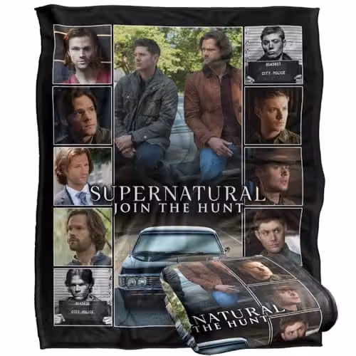 LOGOVISION Supernatural Sam Dean Squares Silky Touch Super Soft Fleece Throw Blanket, Multicolour, W: 152 cm, D: 127 cm