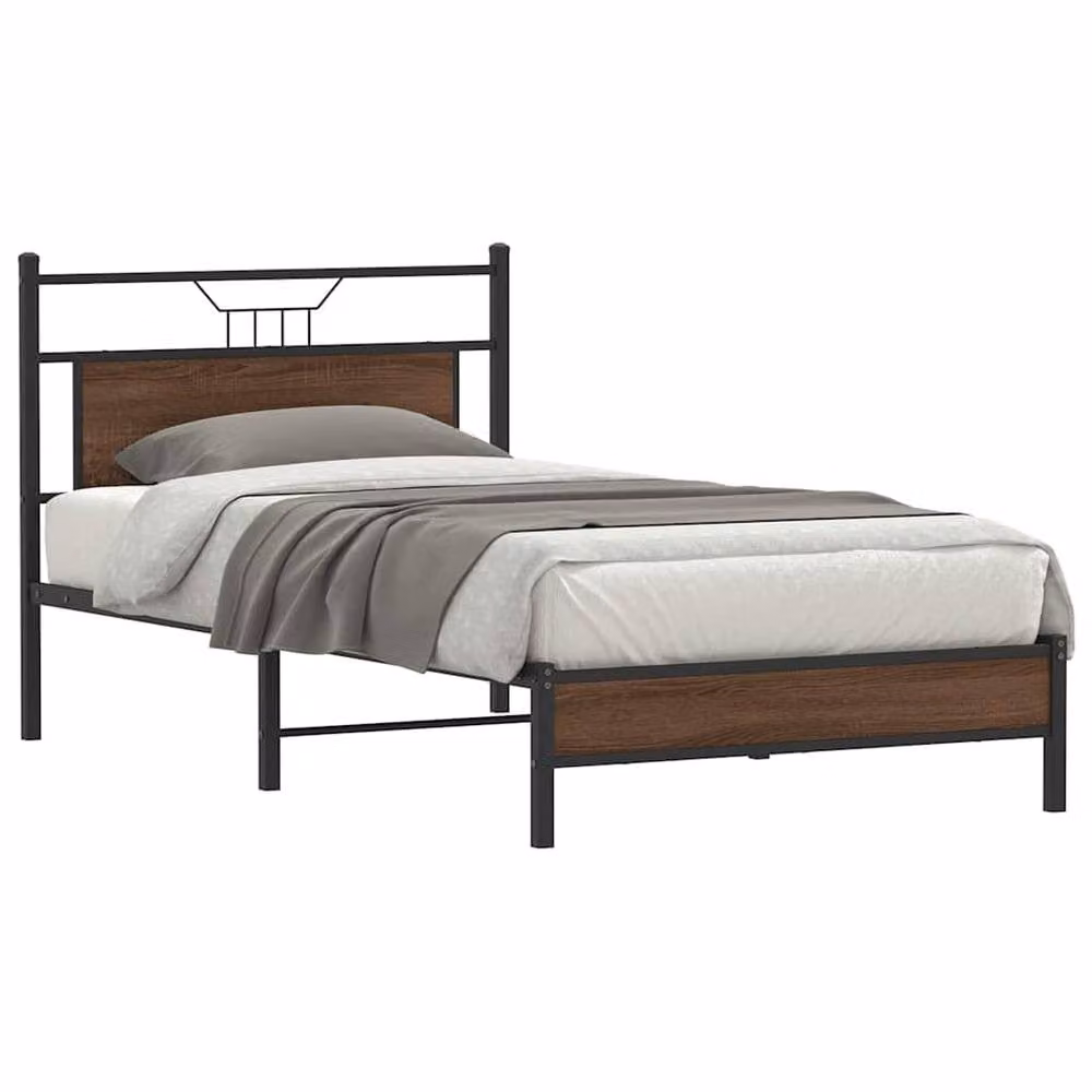 Berkfield Home Decorative Bed Frame in Brown Oak W/D/H: 107 x 203 x 91.5 cm – 2