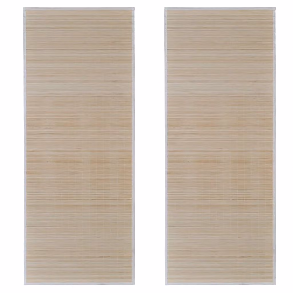 Berkfield Home Set of 2 Rectangular Natural Bamboo Rugs in Beige, W: 120 cm, D: 180 cm – 1