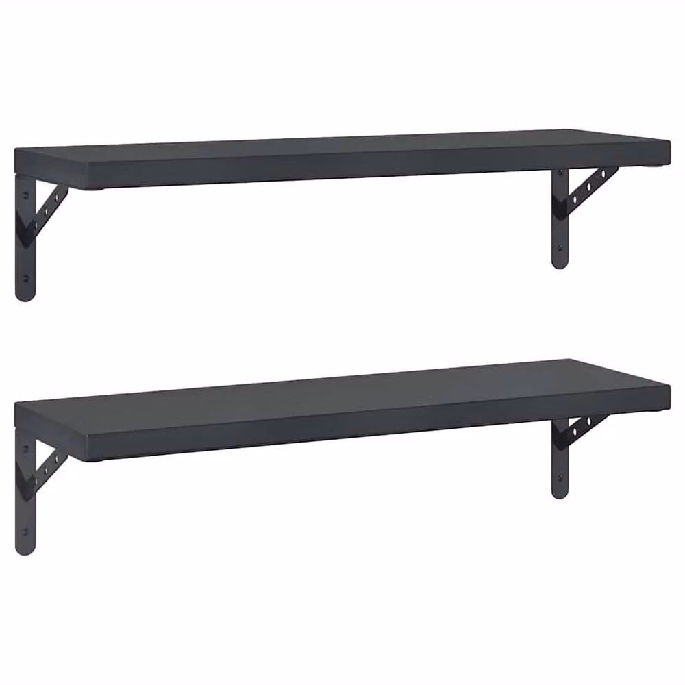 Berkfield Home Black Matt Metal Wall Shelves, Set of 2, W: 75 cm, D: 23.5 cm – 2