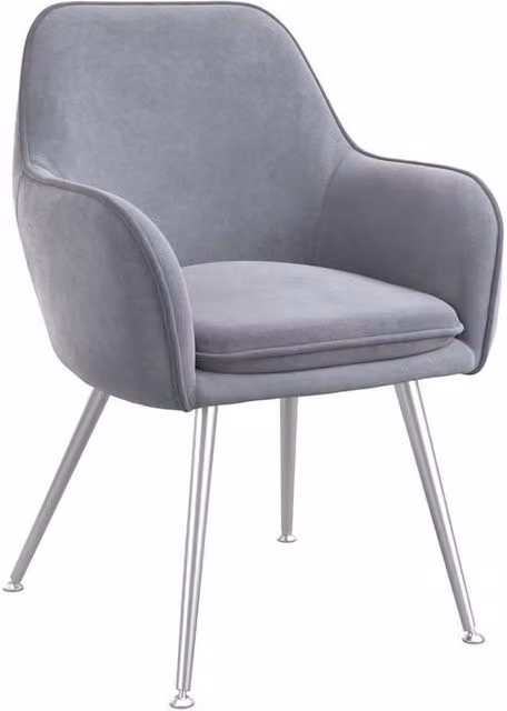 Lemon Pavilion Furniture Tara Indoor Dining Chair in Grey Velvet and Metal, 2 Pack