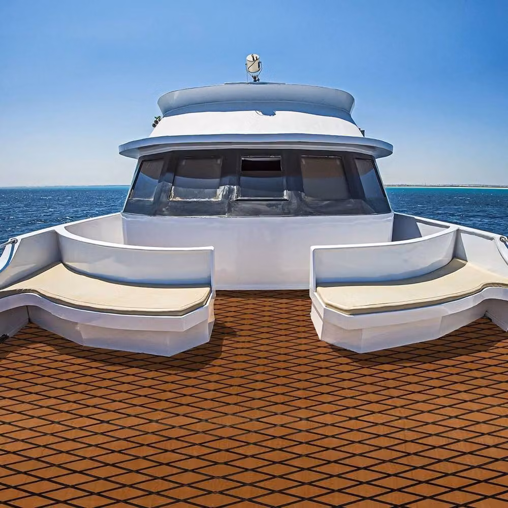 VOGREX Self-Adhesive Geometric Foam Boat Decking Sheet in Brown and Black, W: 70 cm, L: 190 cm – 3