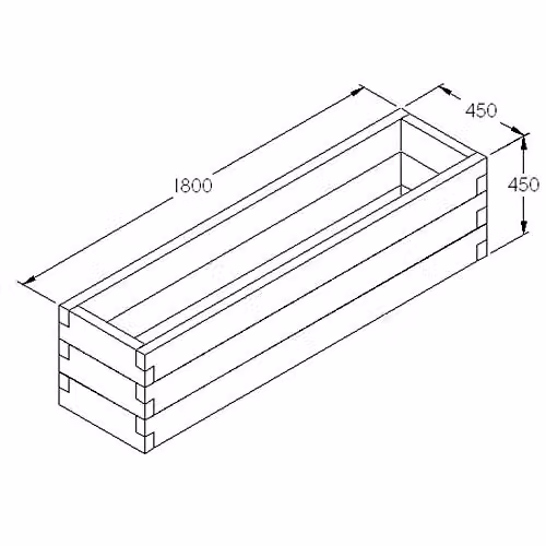 Forest Garden Caledonian Brown Wooden Raised Bed Trough with 250 l Capacity, W: 180 cm, D: 45 cm, H: 42 cm – 2