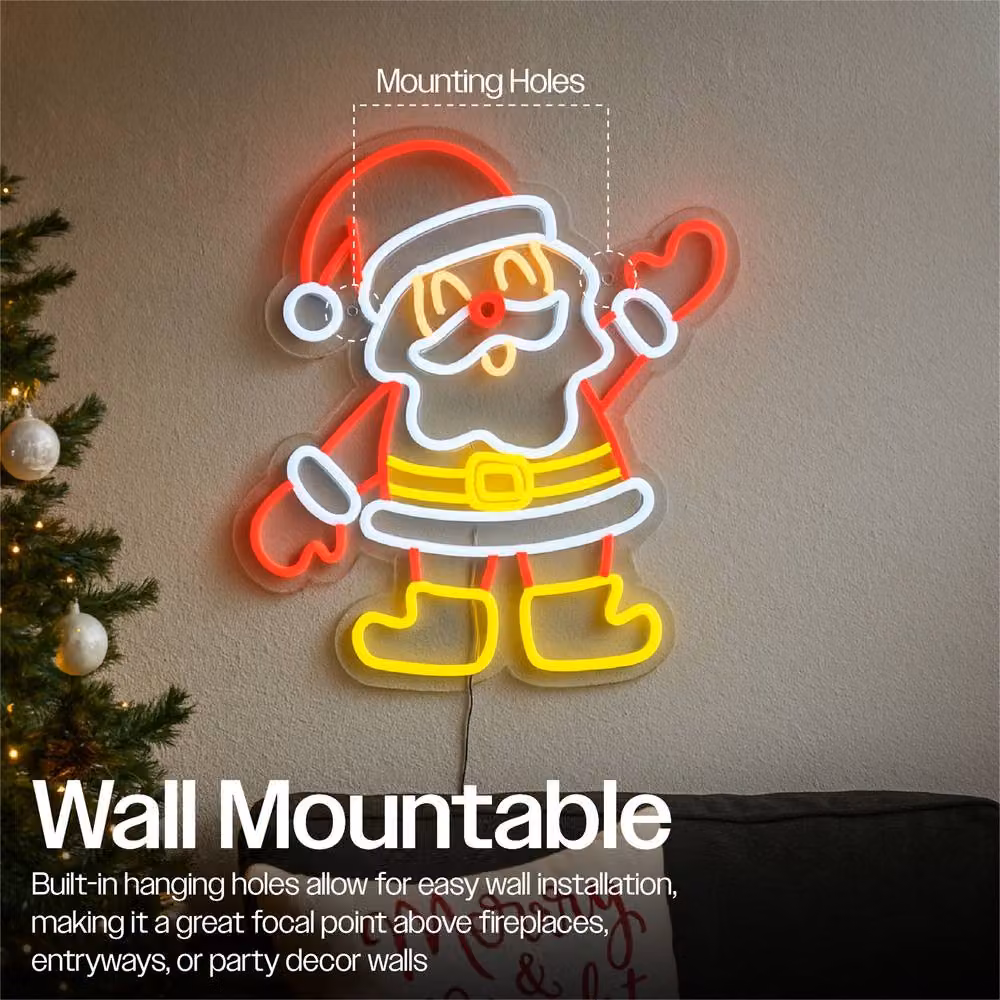 Xmas Haus Multicolour Santa Silhouette Neon LED Christmas Decoration, W: 36 cm, H: 40 cm – 2