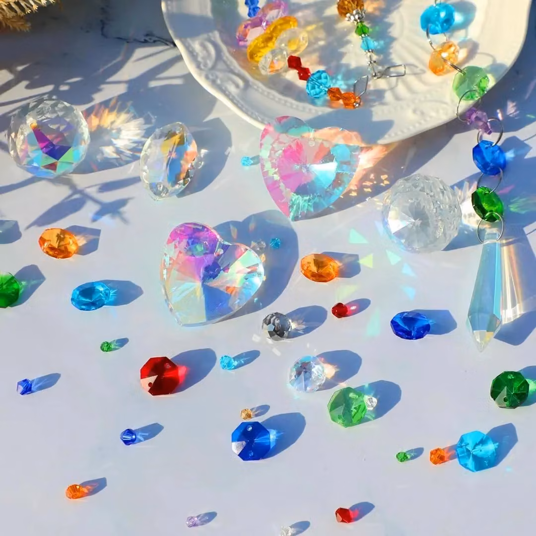 Hinsinc 460pcs DIY Crystal Sun Catcher Rainbow Maker Window Hanging in Multicolour and Transparent with Heart and Geometric Designs – 2