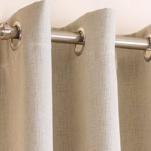 Enhanced Living Cream Plain Textured Thermal Eyelet Curtains, W: 168 cm, H: 229 cm – 1