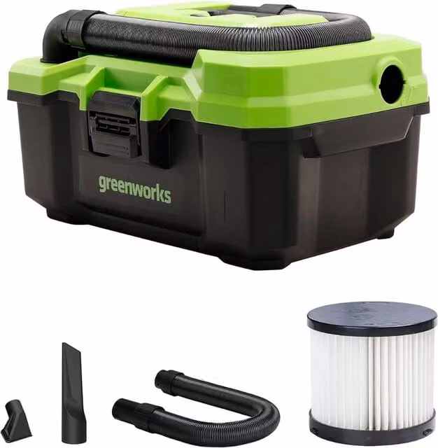 Greenworks Cordless Rechargeable Wet and Dry Vacuum Cleaner Tool Only, Green