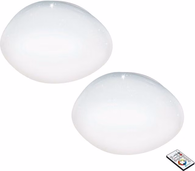 Loops 2 Pack Modern Round Flush Ceiling Light in White with Crystal Effect and 34W LED