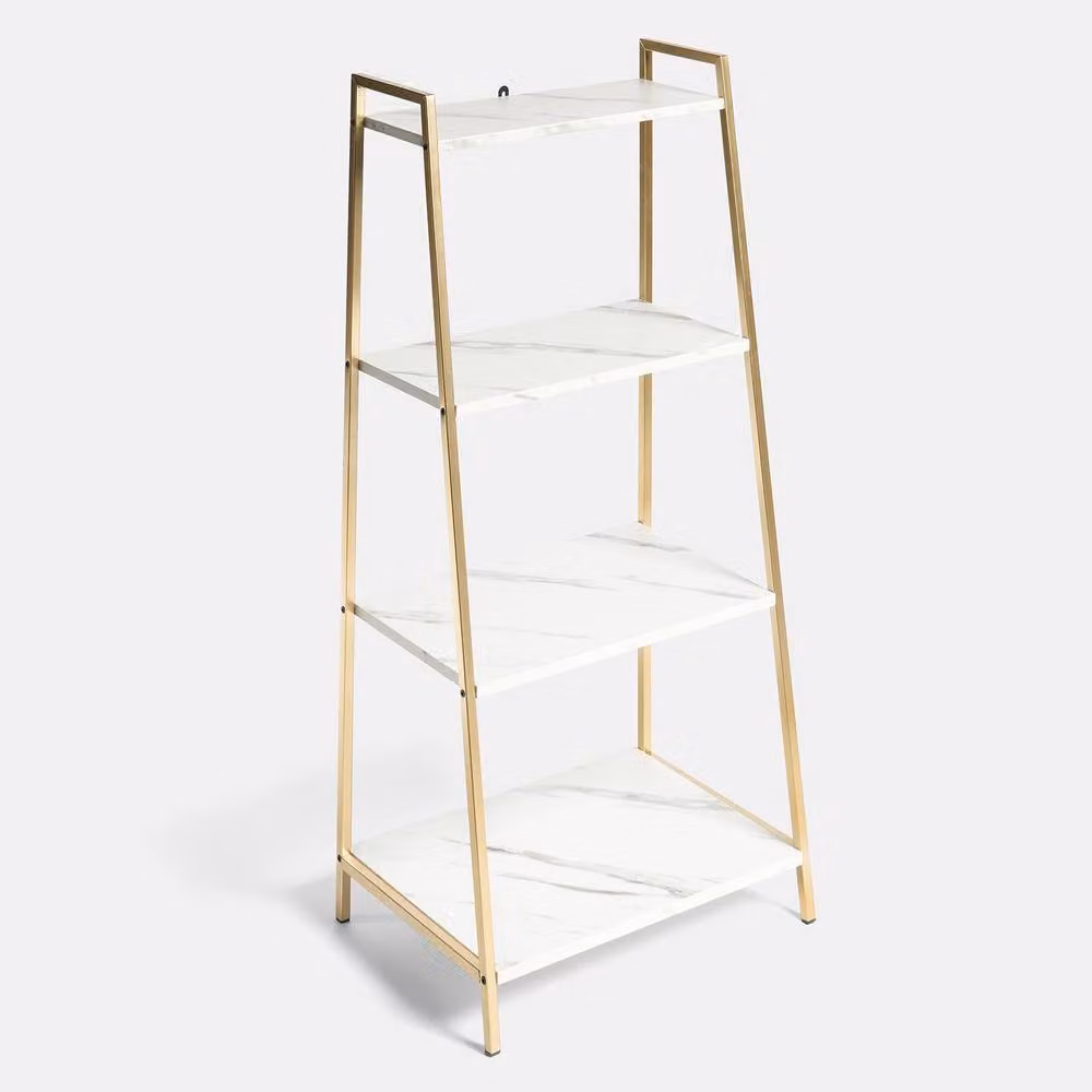 OHS Manhattan 4 Tier Modern Metal Wire Shelving Unit Storage Organiser in Gold – 2