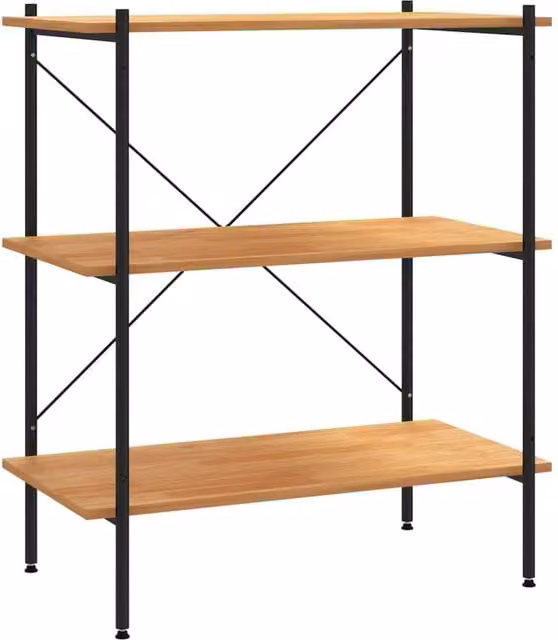 Berkfield Home 3-Tier Industrial Shelving Unit in Black and Oak, W/D/H: 80 x 40 x 92 cm – 1