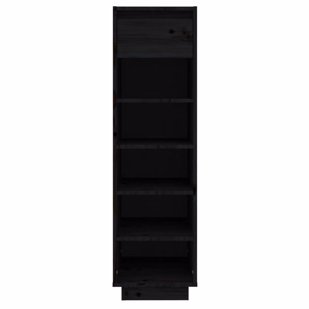 Berkfield Home Black Solid Wood Pine Shoe Cabinet W/D/H: 34 x 30 x 105 cm – 3