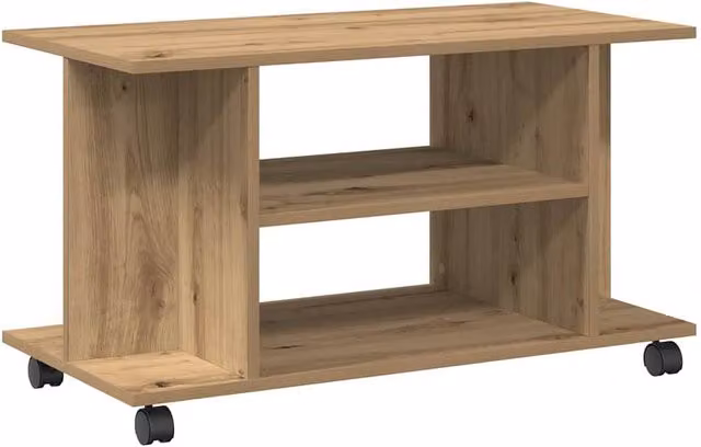 Berkfield Home TV Cabinet in Artisan Oak Brown with Castors, W/D/H: 80 x 40 x 45 cm
