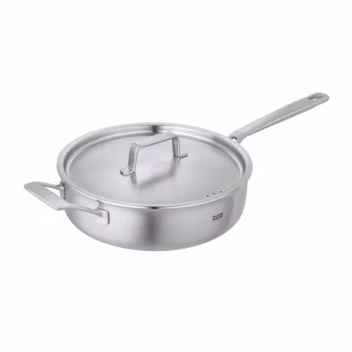 Kuhn Rikon Culinary Fiveply Uncoated Stainless Steel and Aluminium Saute Pan with Lid, Silver, Diameter: 24 cm