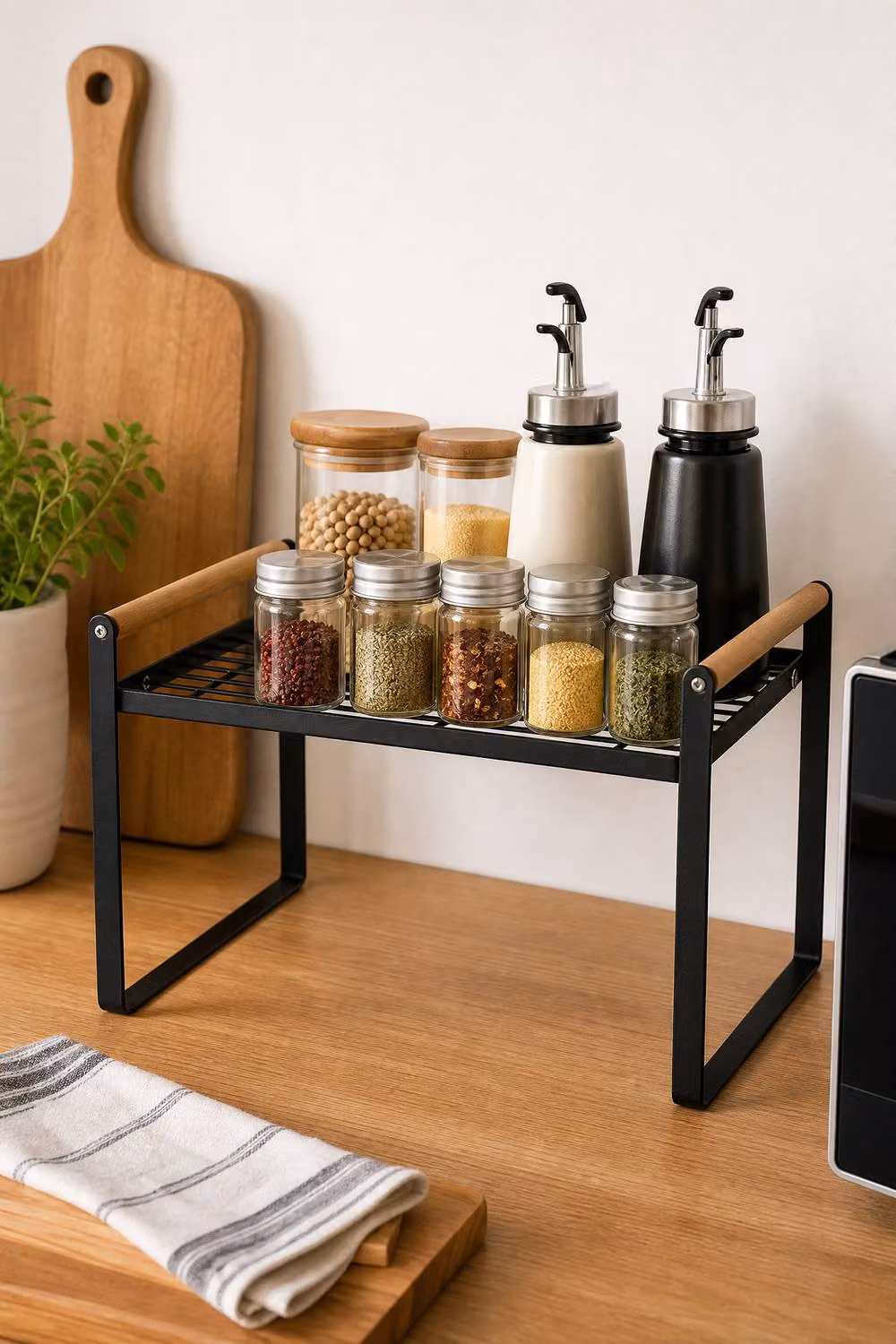 Garden Sanctuary Metal Free Standing Kitchen Spice and Herb Rack Organiser in Black – 2