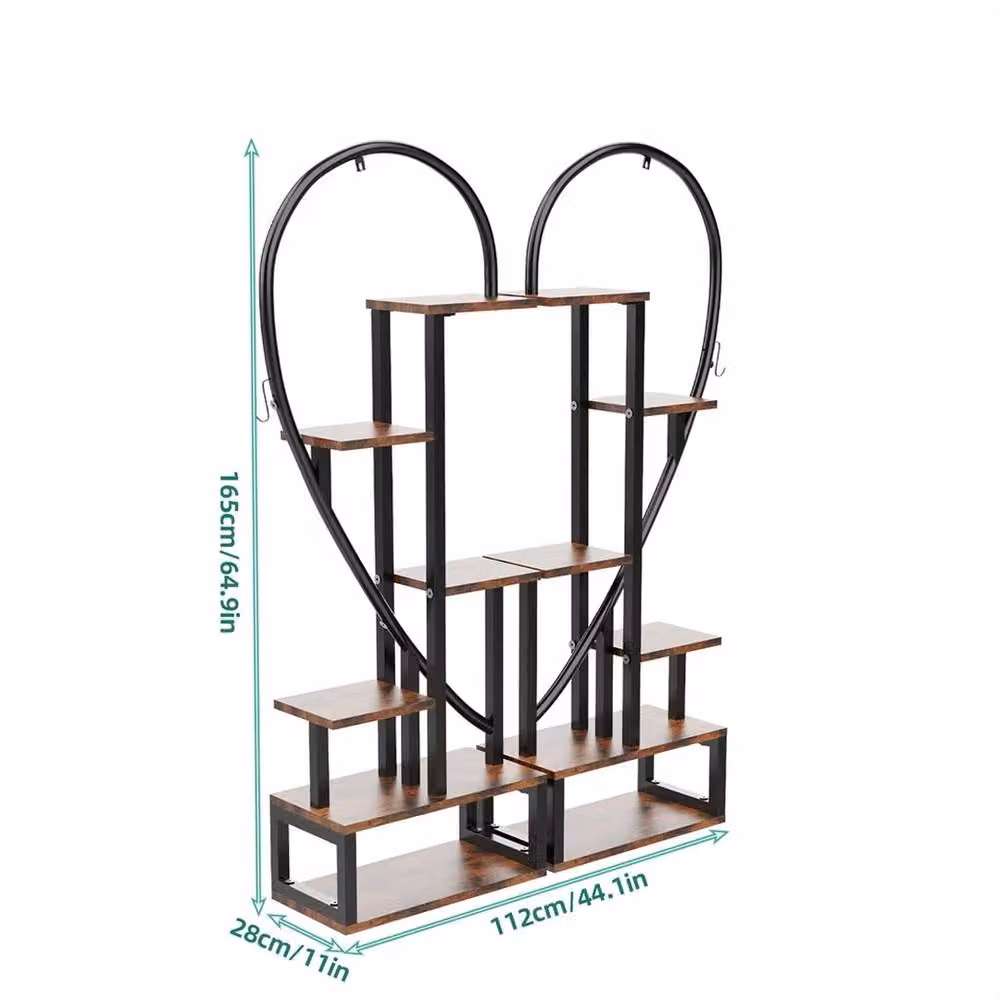 NESTLUNE Large Heart Shaped Plant Stand Multiple Planter Rack in Black – 2