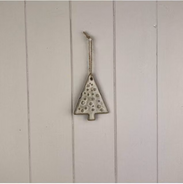 KDMD Beige Mottle Ceramic Abstract Tree Hanging Christmas Decoration