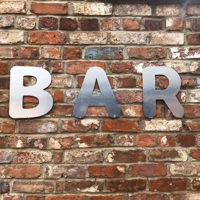 RW NORFOLK Garden BAR Sign with Silver Galvanised Metal Letters
