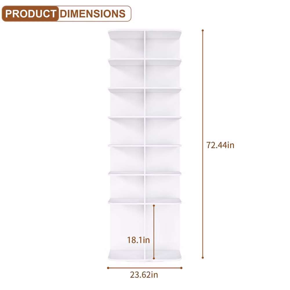 Direct Wicker White 7-Tier Rotating Shoe Rack with 28-Pair Capacity – 2
