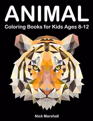 Animetrics Animal Colouring Book for Kids Ages 8-12 featuring Dolphin, Fox, Shark and Deer, Multicolour