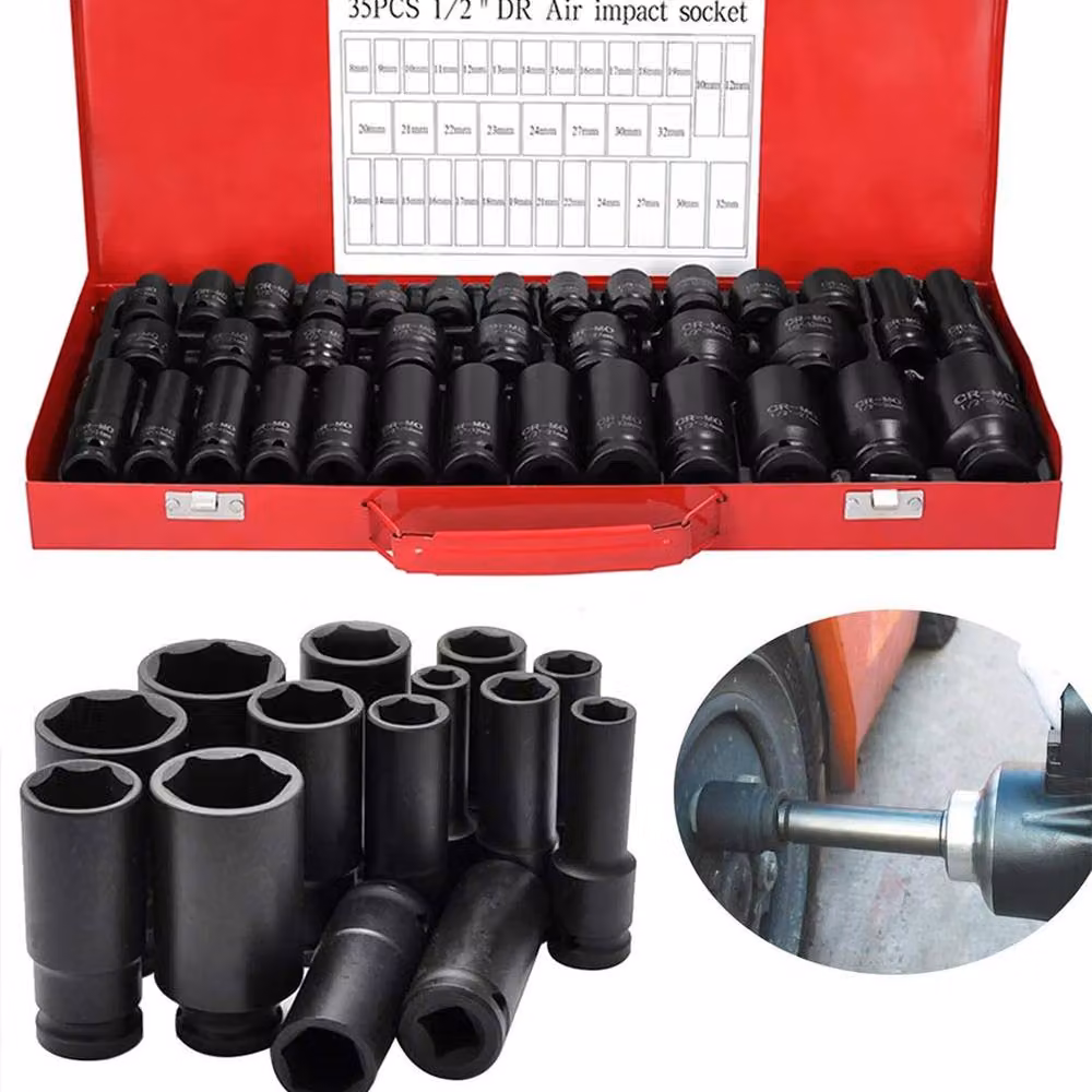 Ventryn 40 Piece Black and Red 1/2 Inch Deep Impact Socket Set – 3