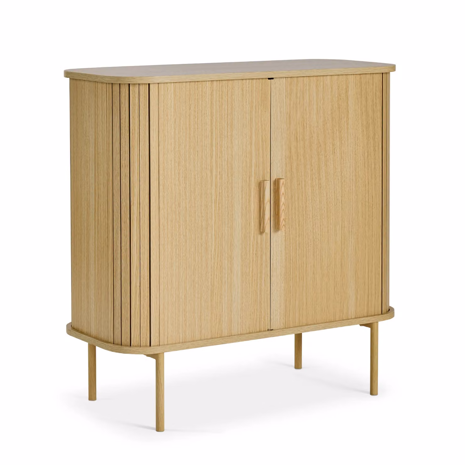 VonHaus Landos Tambour Design Storage Cabinet Sideboard with 3 Shelves in Natural Sand – 2