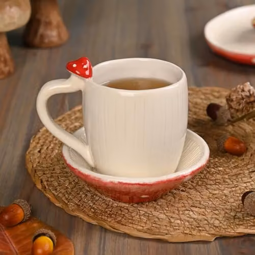 Widdop and Co Country Living Toadstool Mug and Saucer Set in Red and White Ceramic – 2